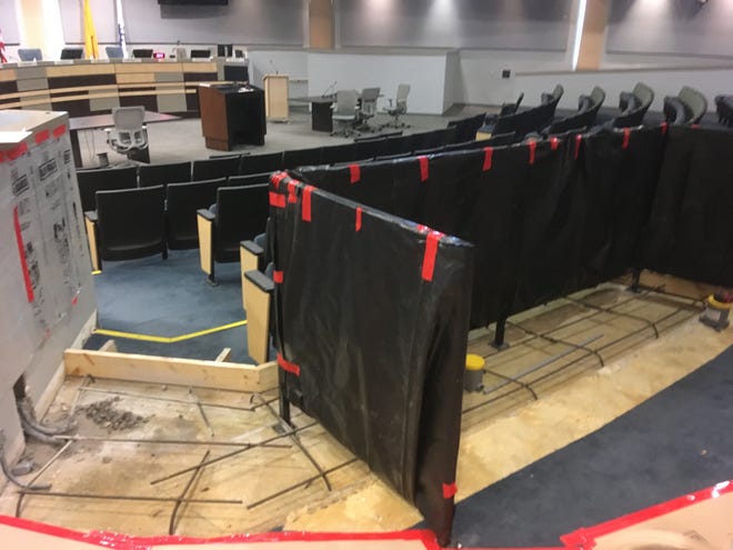 A new section for the media is under construction in the northeast section of council chambers at City Hall.
