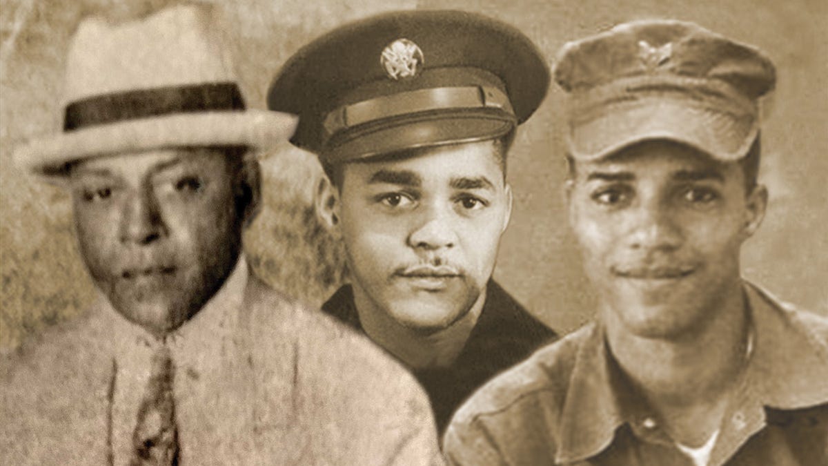 Author DeWayne Wickham created this photo illustration to show, from left,  Trevillian Wickham, John Trevillian Wickham and DeWayne Trevillian Wickham (himself).