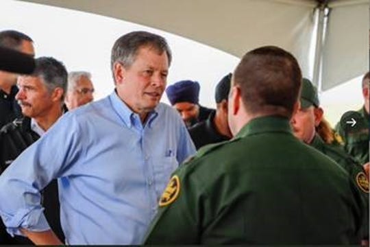 Sen. Steve Daines visits the northern border with Canada on Thursday.