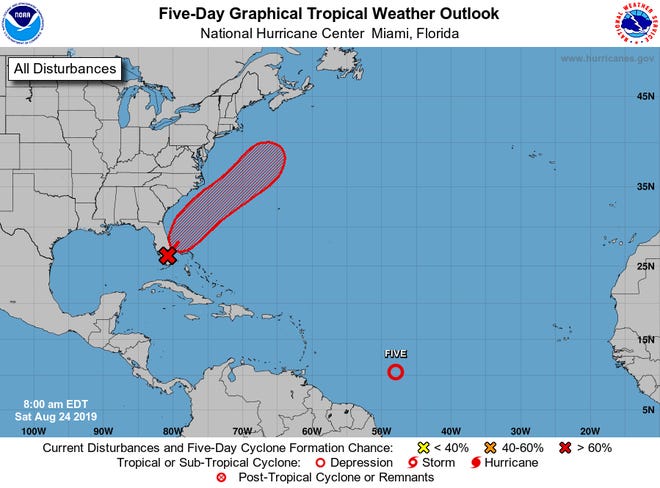 Tropical conditions for Aug. 24, 2019.