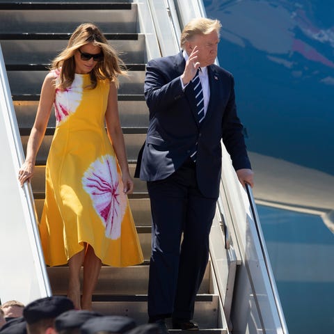 President Donald Trump and his wife Melania arrive