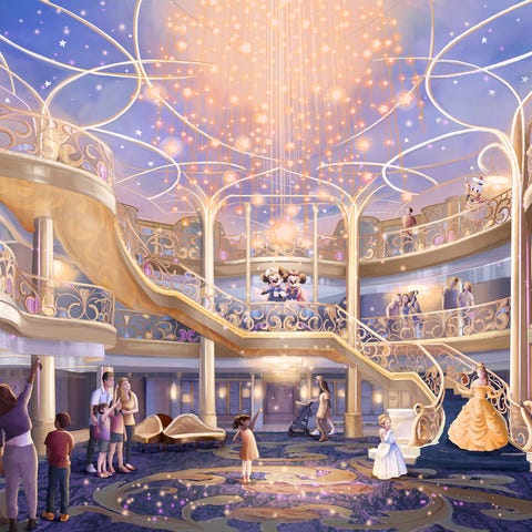 Disney Cruise Line said the three-story atrium of 
