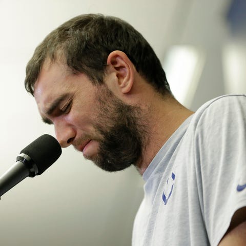 Indianapolis Colts quarterback Andrew Luck speaks 