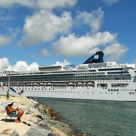  Scenes at Jetty Park on Monday, as the Norwegian Cruise Line ship Norwegian Dawn arrives at Port Canaveral.