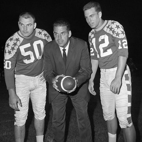Dick Butkus and Roger Staubach with Otto Graham in