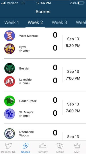 Full schedules and live scoring is available for 39 northwest Louisiana high school football teams on the Friday Night Live app this season.