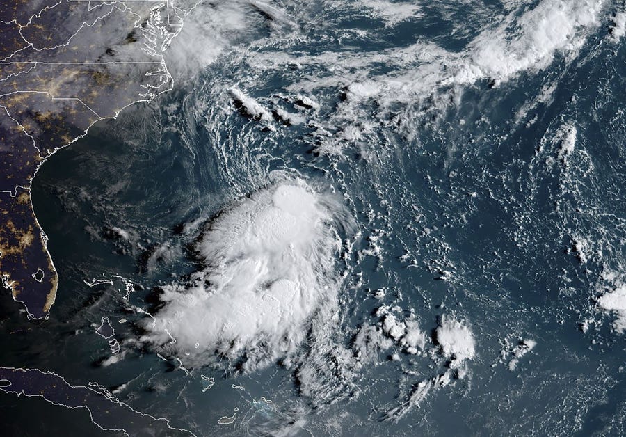 This satellite image obtained from NOAA/RAMMB, shows Tropical Storm Dorian as it approaches the Caribbean at 11:40 UTC on August 27, 2019.