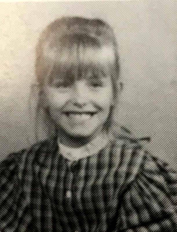 A first grade school photo of Linda Mills, now 34. Mills said she was sexually and mentally abused by her grandfather (now dead) at a very young age. 'My grandfather was a monster.'