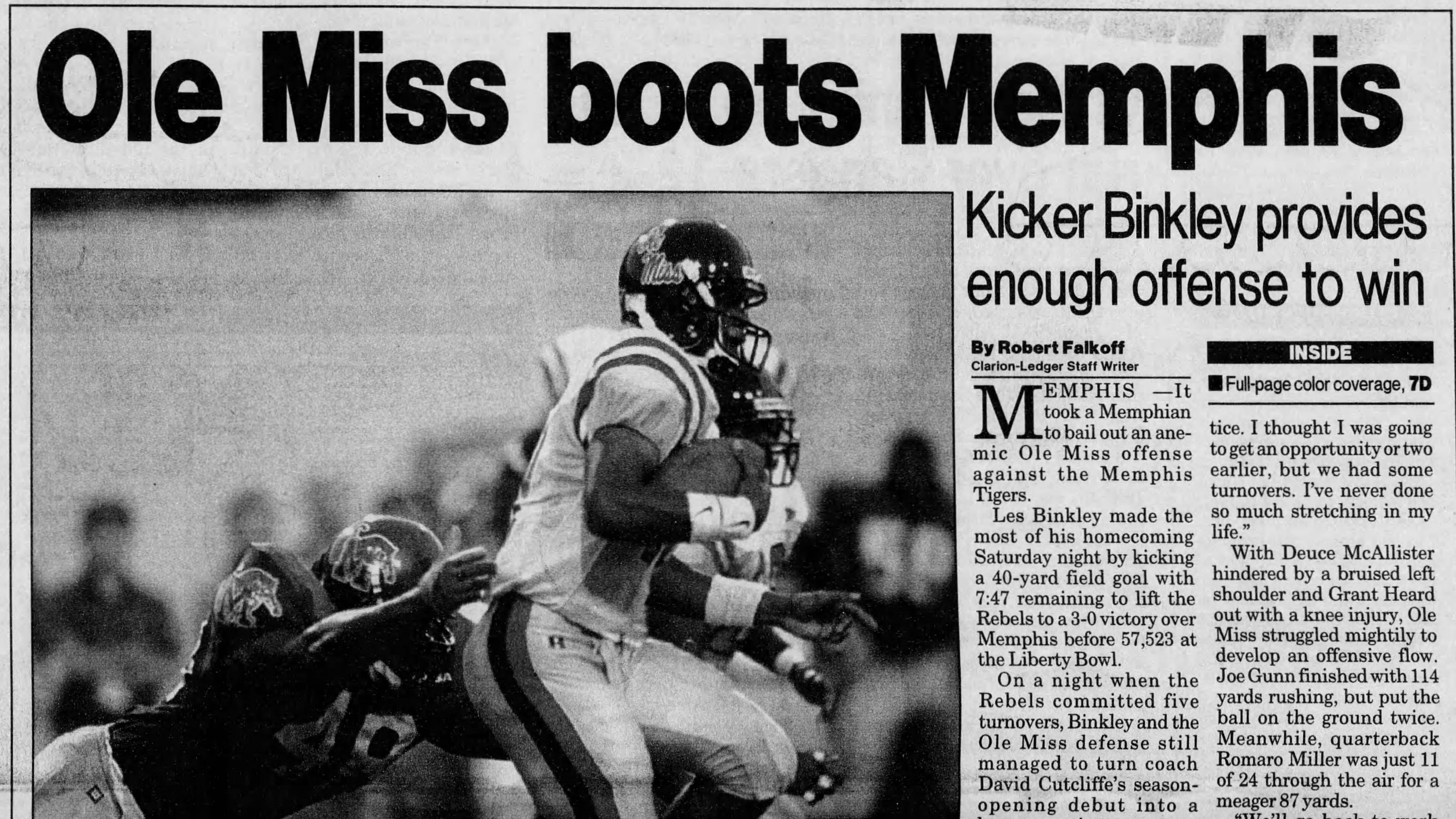 Ole Miss With More Turnovers Than Points Beat Memphis In 1999
