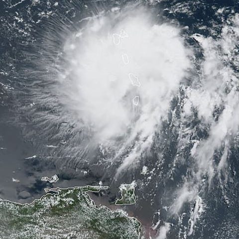 This satellite image obtained from NOAA/NESDIS/STA