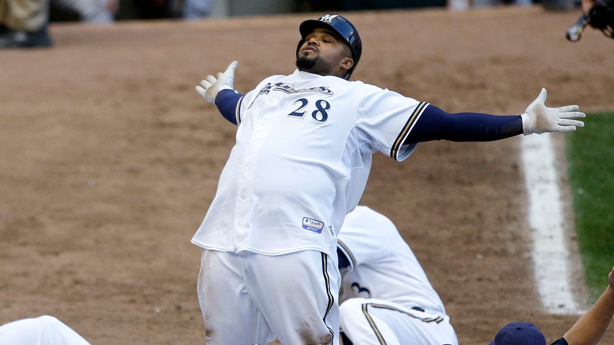 All-Star Game MVP Prince Fielder of the Milwaukee Brewers poses
