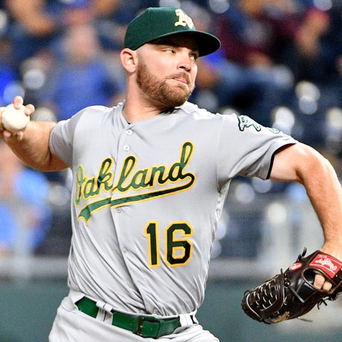Oakland Athletics relief pitcher Liam Hendriks (16