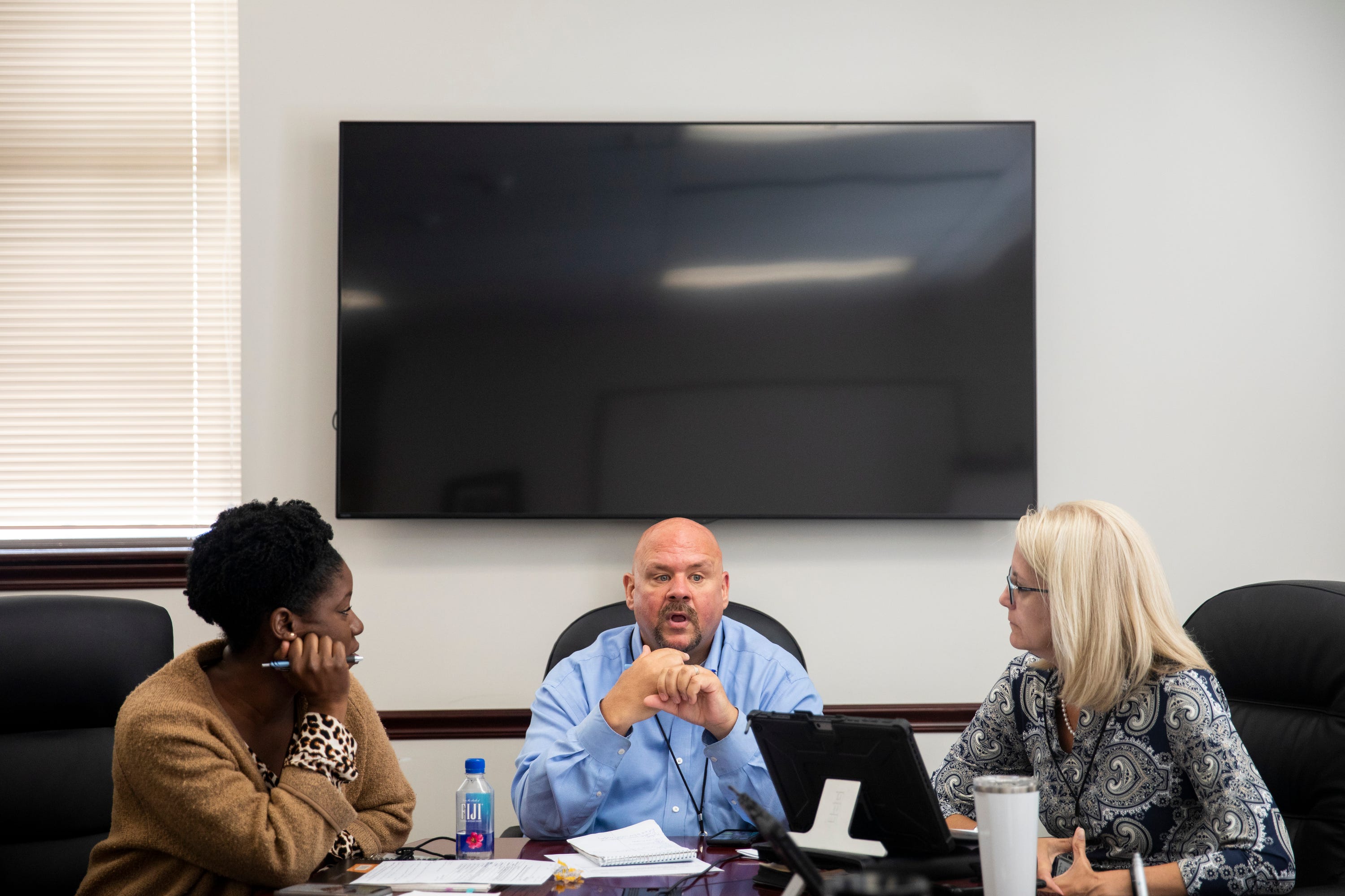 Brian Gregg, communications director at Hamilton County Job and Family Services, meets with the agency's executive board.