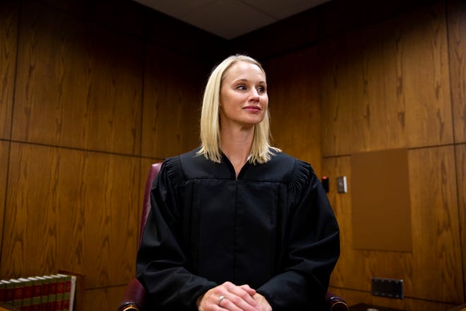 Judge Rachel Rasmussen poses for a portrait at the Minnehaha County Courthouse on Friday, Aug. 30. Rasmussen was recently appointed to serve as a new judge in the Second Circuit. 