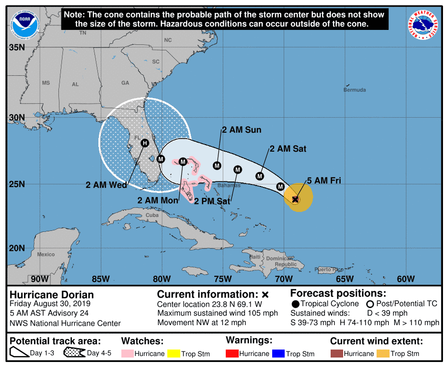 Hurricane Dorian track update: Live map shows where Dorian is Friday