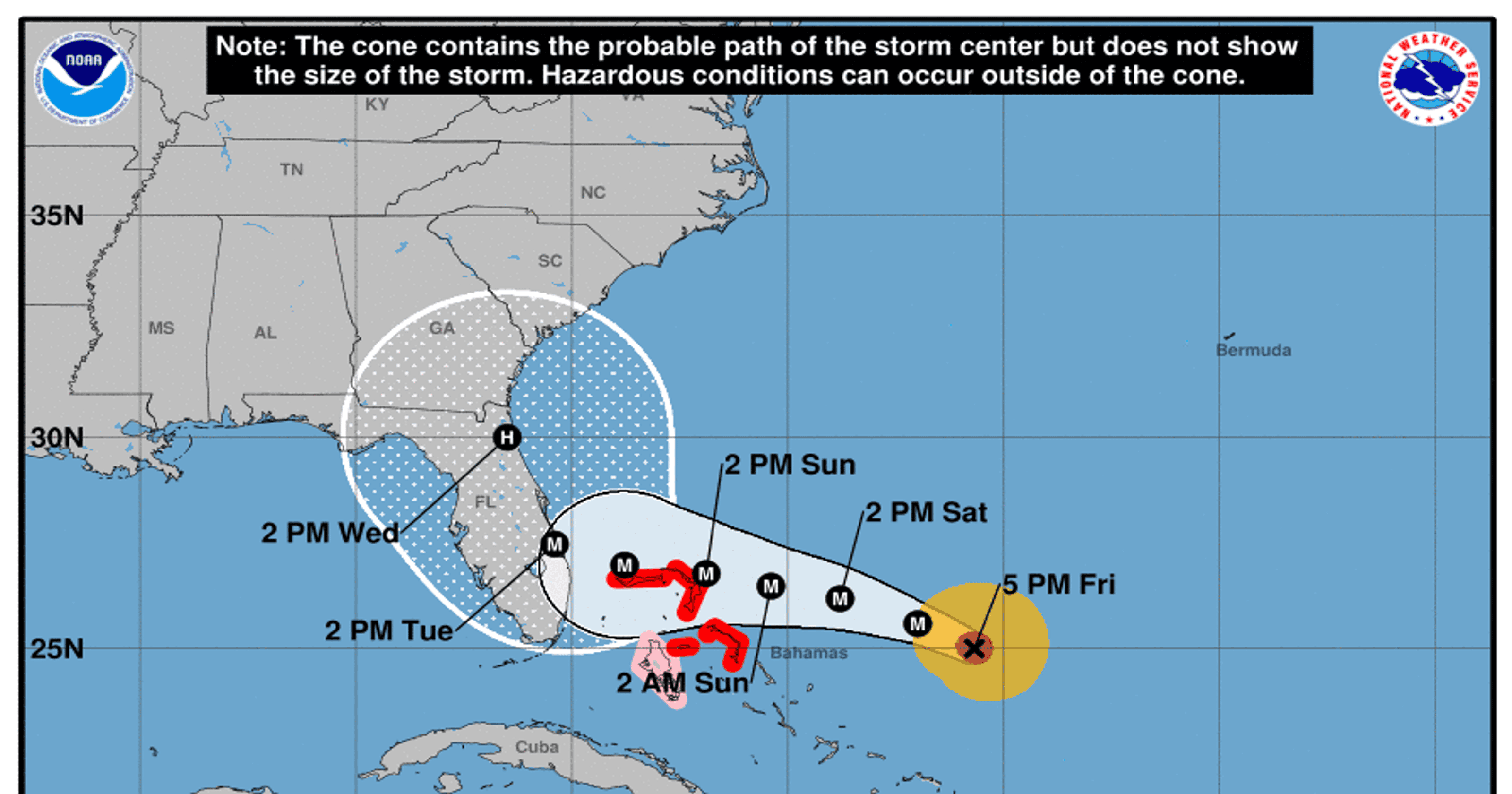Dorian slows down again, projected path now shows earlier shift north