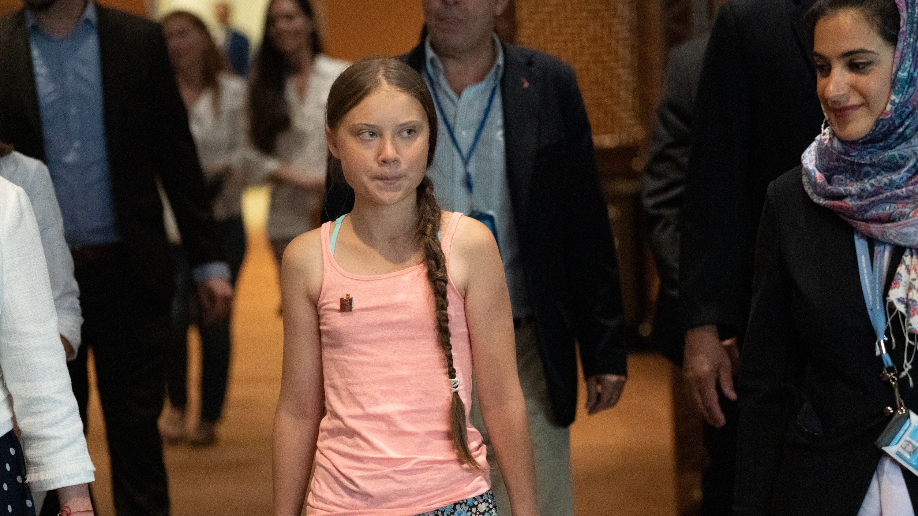 Teen climate activist Greta Thunberg is drawing crowds on land after her tw...