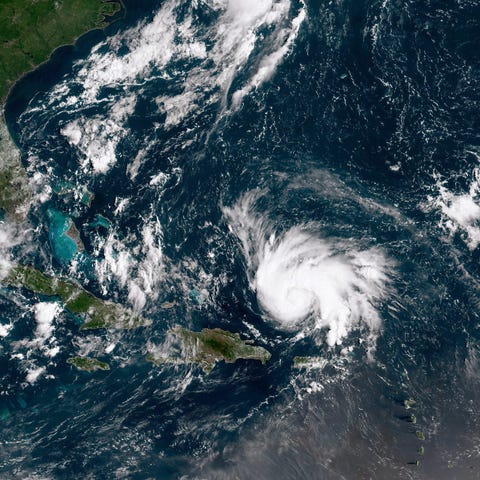 In this NOAA satellite image, Hurricane Dorian lea