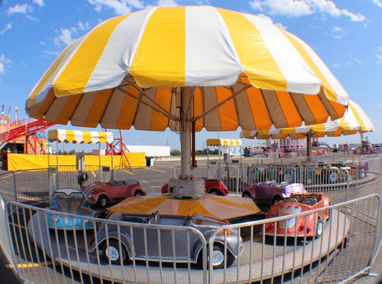 A kiddie ride was positioned at the relocated midway at the Taylor County Expo Center for the annual West Texas Fair & Rodeo. The fair continues through Sept. 14.