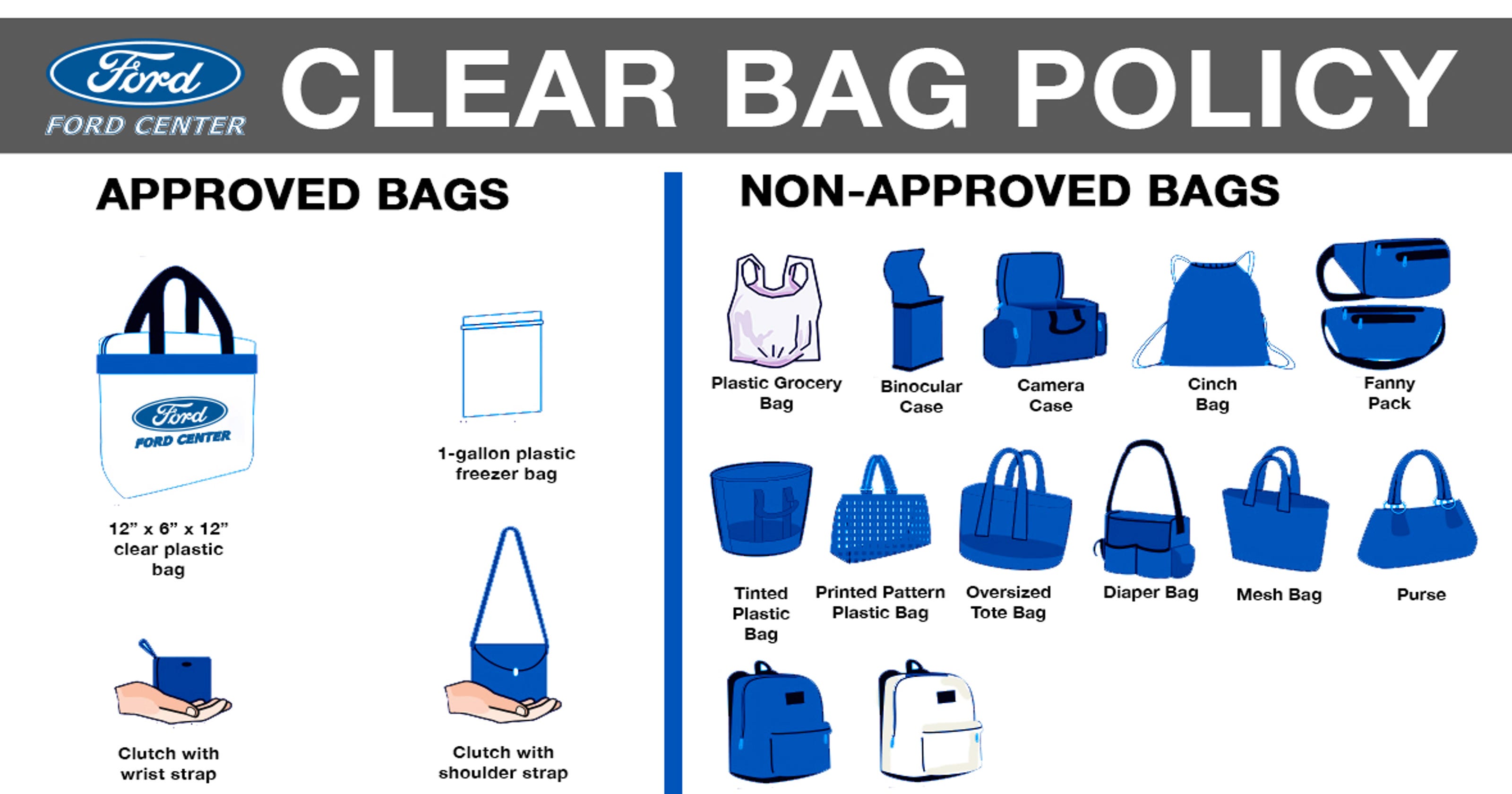 Ford Center, Victory Theatre to begin new 'clear bag policy' Oct. 1