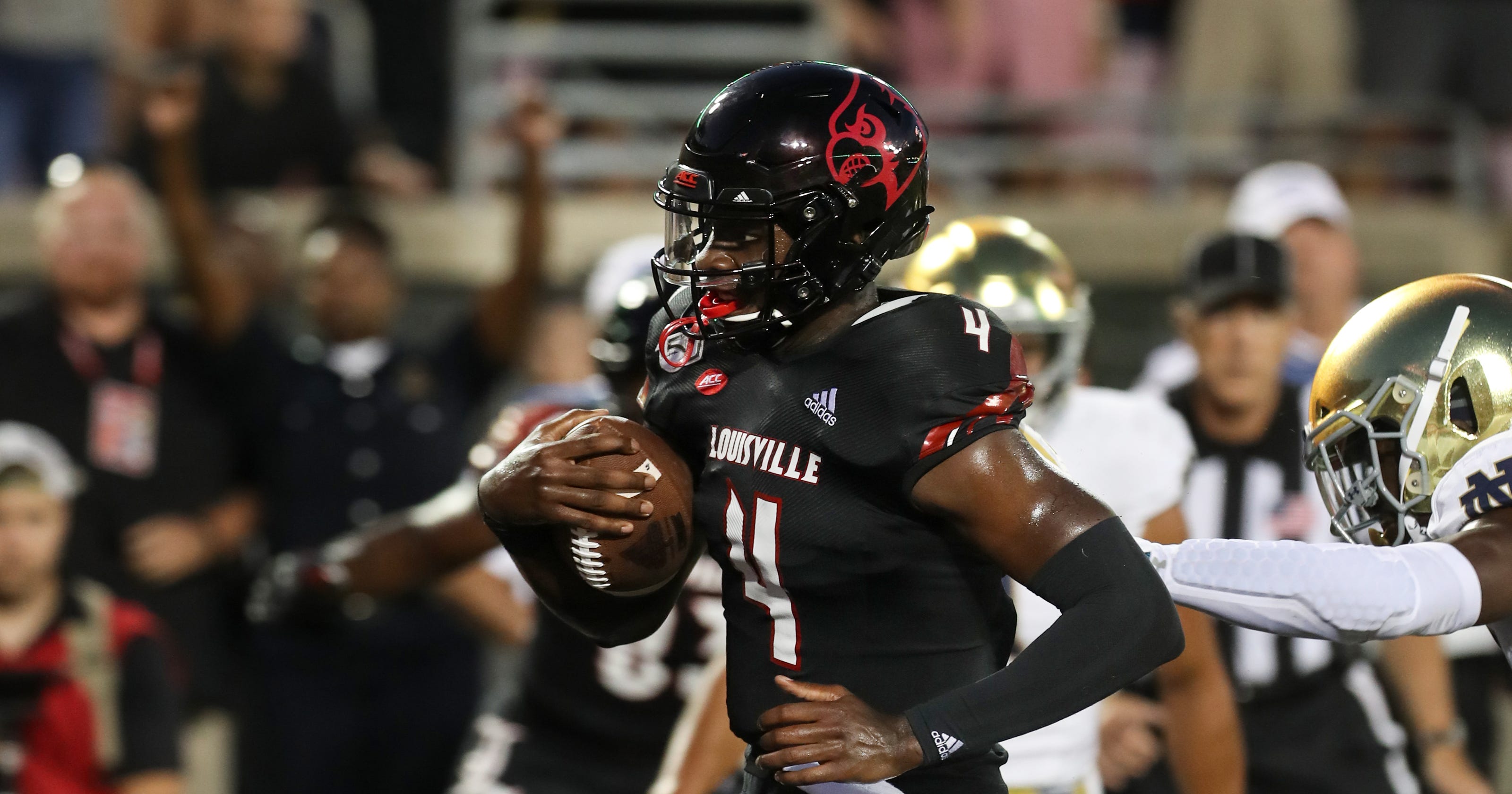 Louisville Quarterback Jawon Pass Chooses To Run Against Notre Dame