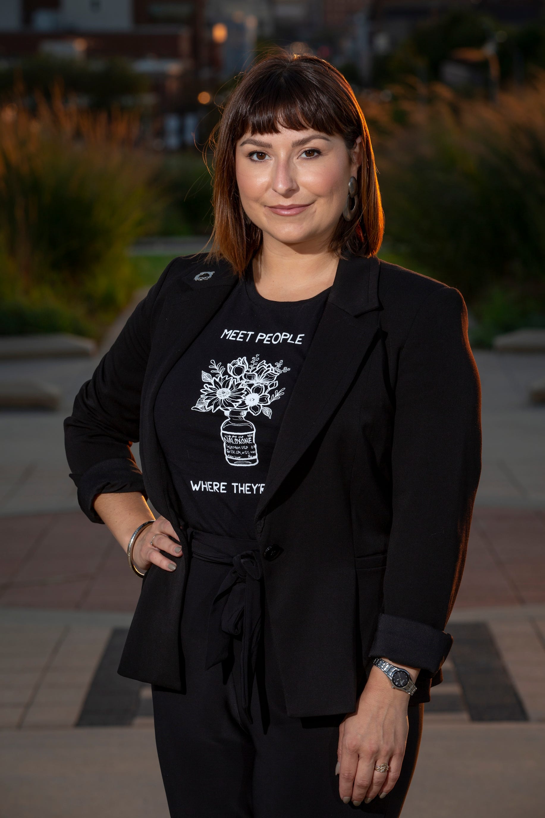 Iowa State Director for Bernie Sanders, Misty Rebik, poses for a portrait on Tuesday, Sept. 3, 2019 in Des Moines. 