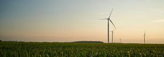 Wind turbines at Michigan-based utility Consumers Energy’s Cross Winds Energy Park in Tuscola County, Michigan.