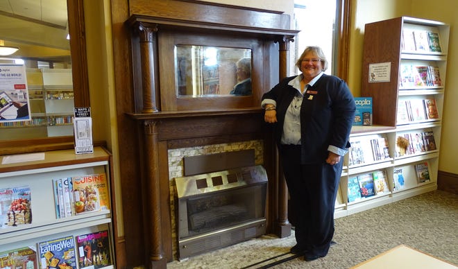 Retiring Bucyrus Public Library Director Brenda Crider says the fireplace area is her favorite spot in the library: It's where she got married three years ago.