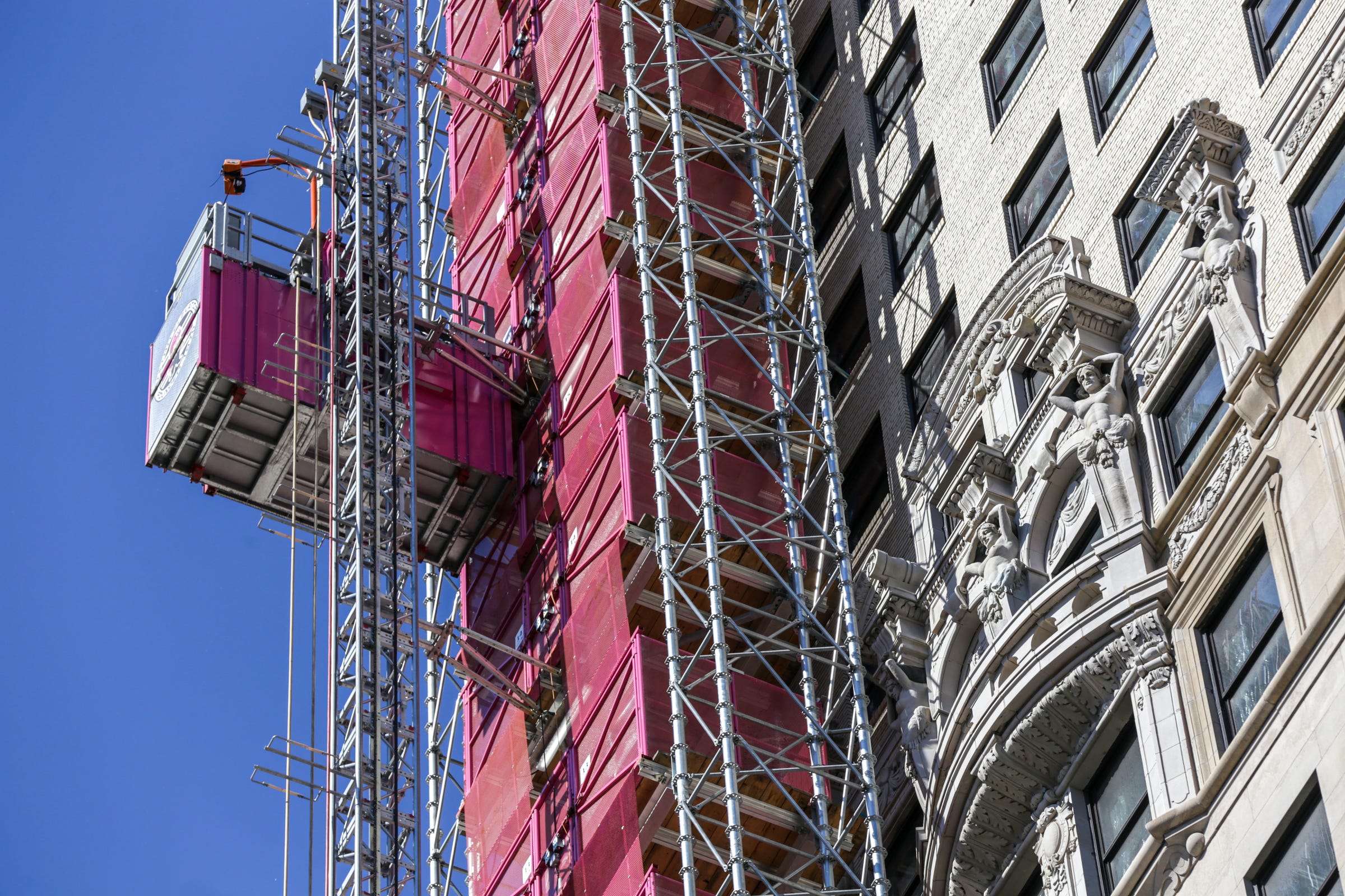 The historic Book Tower and Book building in downtown Detroit, undergoing rehabilitation by Bedrock on Tuesday, June 11, 2019.