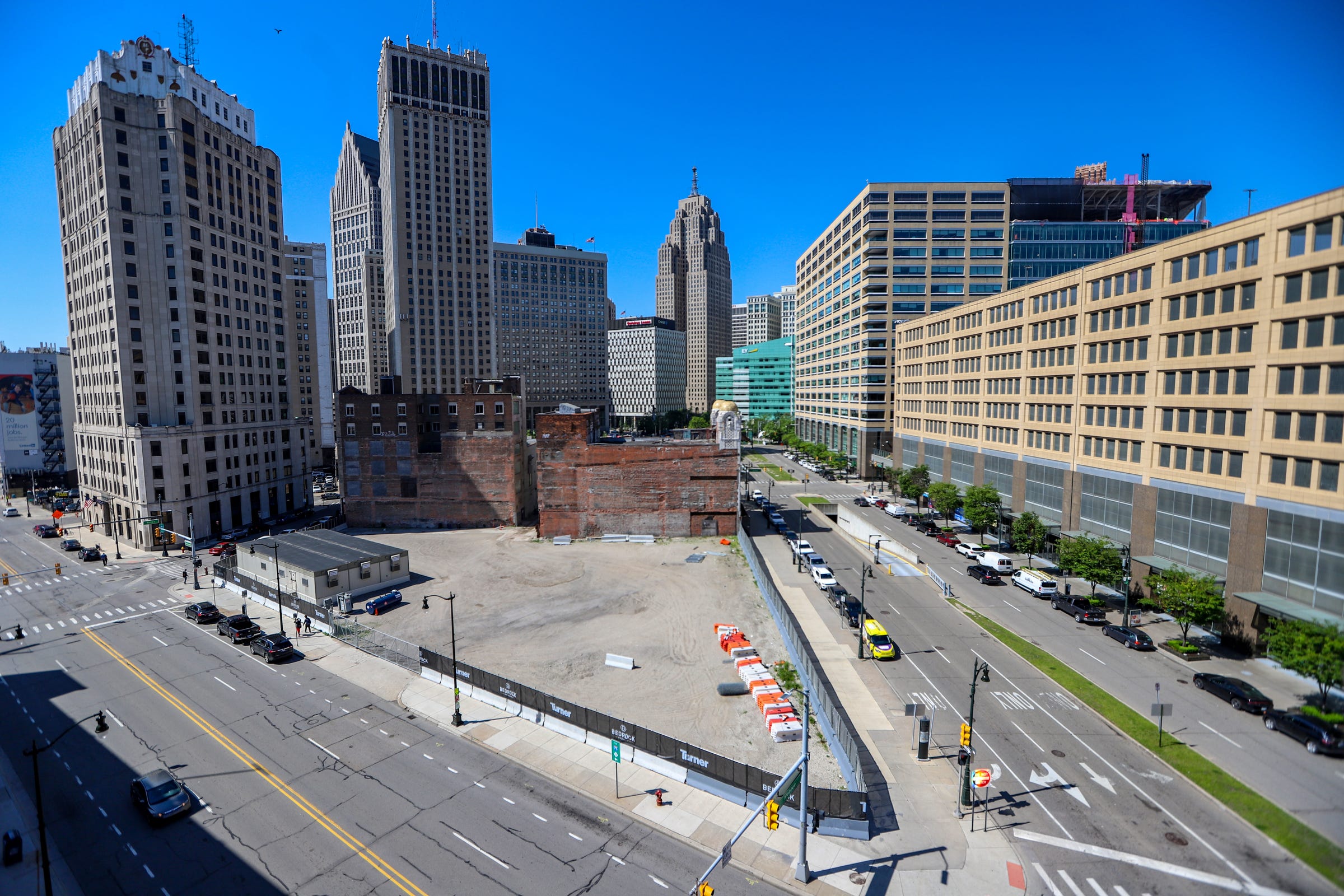 Construction has not begun at the Monroe Block in downtown Detroit, photographed on Tuesday, June 11, 2019.