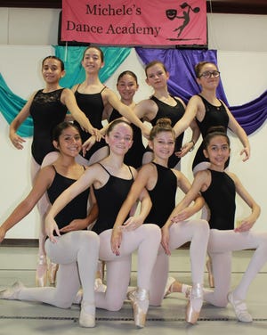 Members of the 2019 Las Cruces Chamber Ballet are (top, from left): Camille Lopez, Callista Wilcox, Katie Jackson, Amber Hernandez and Persephanie Avilucea and (bottom, from left): Nevaeh Holguin, Emma Jackson, Chaley Cartwright, Isabelle Campos.