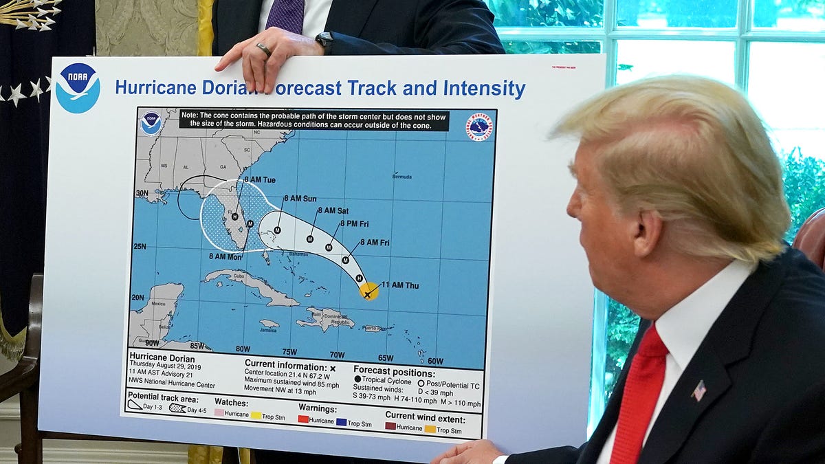 President Donald Trump and the disputed weather map.
