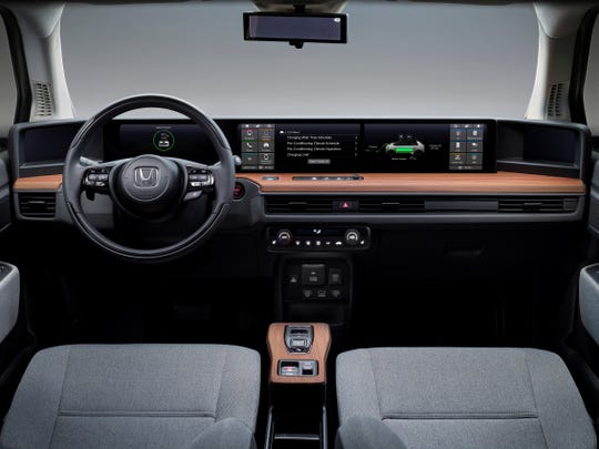 The interior of the Honda E electric car, which debuts at the 2019 Frankfurt auto show in Germany.