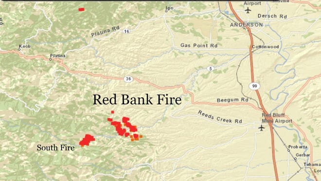 Red Bank fire map and mandatory evacuation zones
