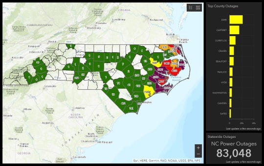 NC power outages: More than 83K reports as of Friday morning
