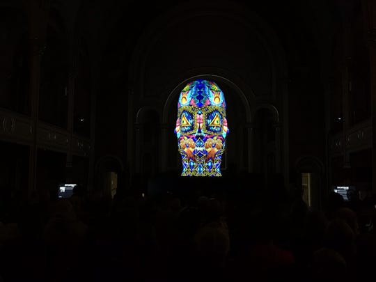 "Sviatovid" by the BARTKRESA studio was on display at the United Presbyterian Church of Binghamton during the LUMA Projection Arts Festival on Sept 7, 2019.