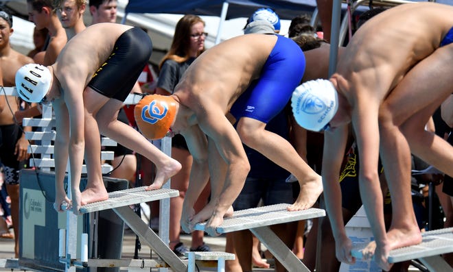 Local area schools participate in the Shark Relays at the Norris Pool on Saturday.