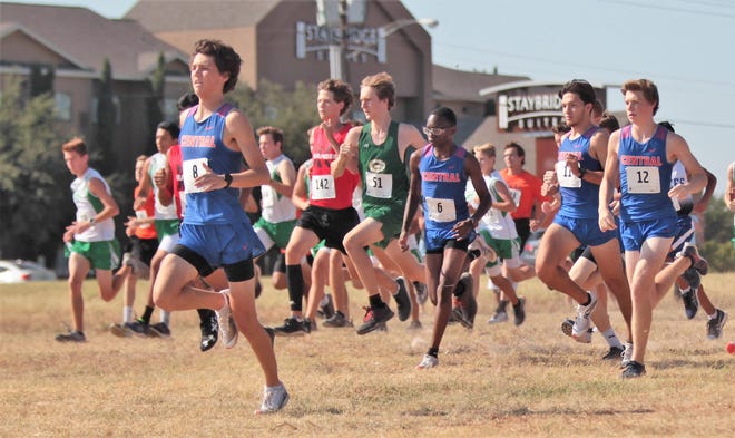 San Angelo Central's C.J. Banks (6) runs at the start of the ASU Stampede Cross Country meet boys division race Saturday, Sept. 7, 2019, at Angelo State University.