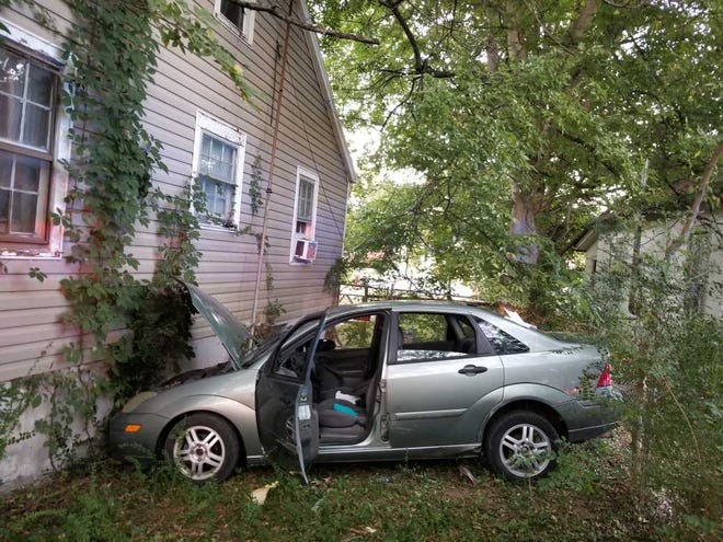 A man crashed his Ford Focus into a home on Greenwood Avenue on Monday, Sept. 9, 2019.