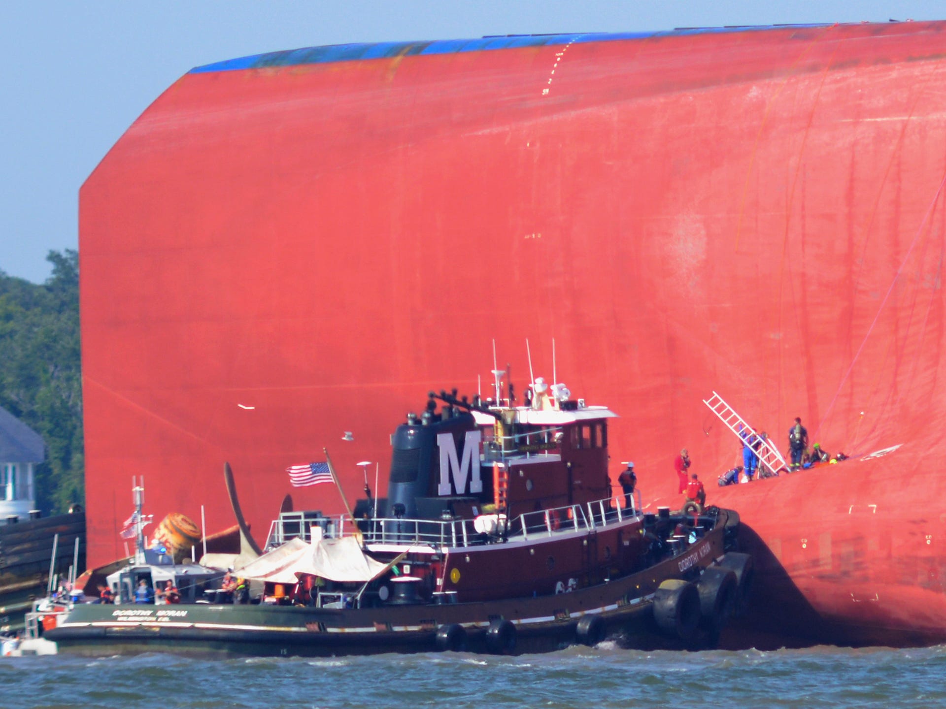 Cargo ship capsizes near coast