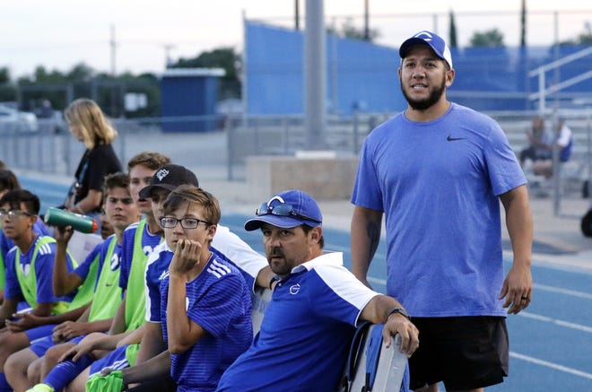 Aaron Guevarra watches Carlsbad play against Roswell in 2019. After four years of being an assistant in both boys and girls soccer, Guevarra has been named the new boys head coach for Cavemen soccer.
