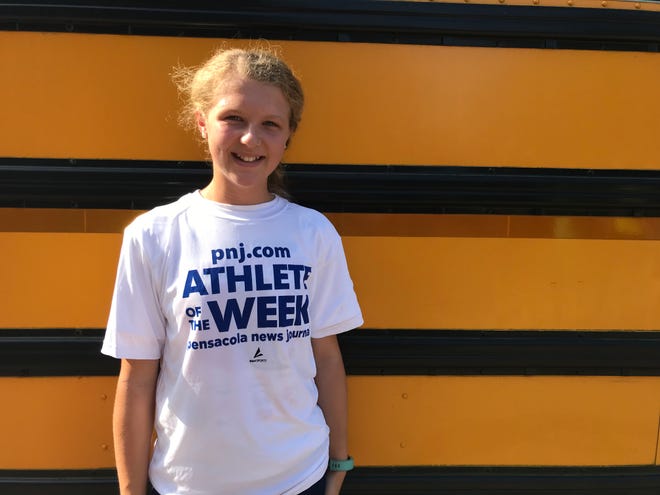 Pensacola Christian eighth-grader Raeanne Tutton is the PNJ Athlete of the Week! Tutton finished 15th at the Pace Patriot Invitational, claiming the award for the Sept. 1-7 voting period.
