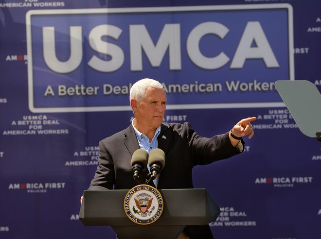 Vice President Mike Pence stepped up pressure on Congress to support the Trump administration's new trade deal with Mexico and Canada, taking his pitch to a congressional swing district in New Mexico.