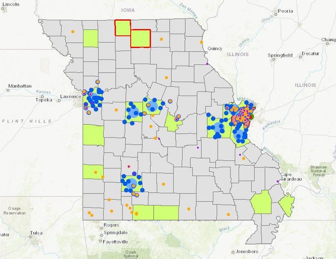 This map from the Missouri Department of Natural Resources shows the counties and cities that have opted into a program designed to give people money to pay for energy-saving projects.