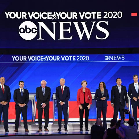 Democratic presidential candidates at debate in Ho