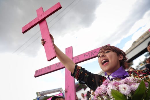 People protest against violence against women in Ecatepec, Mexico on Aug. 30, 2019. 