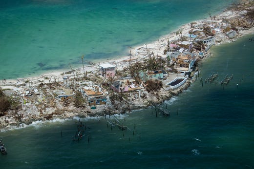 Extensive damage from Hurricane Dorian can be seen in aerial footage on the Island of Abaco on Sept. 4, 2019 in the Bahamas. The Category 5 storm slammed the island chain. 