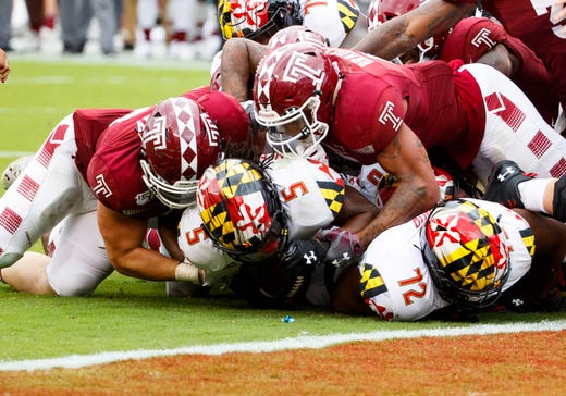 9. Maryland (2-1) – So much for the high-flying offense, apparently. The Terrapins opened the season by scoring 79 points in the first week and 63 the second, but by halftime against Temple had managed just two points. The Terps rallied to take the lead but gave up a late score, then got stuffed at the goal line to close the game. They’ll get next week off before beginning conference play against Penn State. Last week: 7.