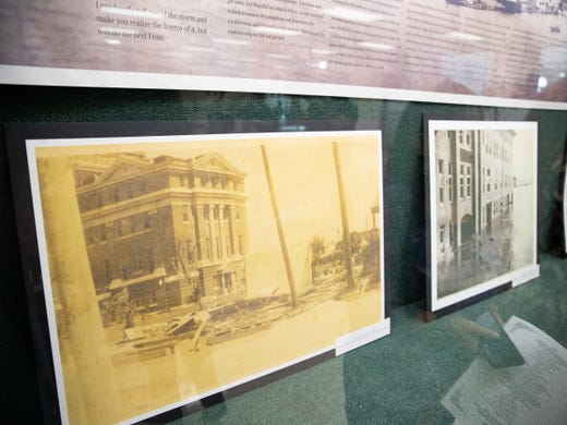 Photos of Corpus Christi following the 1919 hurricane on display in the Nueces County Courthouse to commemorate the 100th anniversary of the 1919 storm on Monday, Sept. 16, 2019.