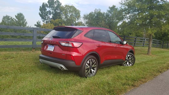 The 2020 Ford Escape features dual rear exhaust on every trim right down to the base. Other luxe touches include "ESCAPE" spelled across the rear hatch.